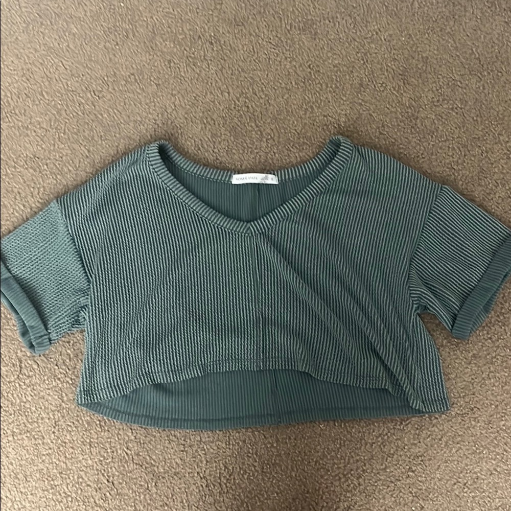 Altar’d State Green Ribbed Crop Top